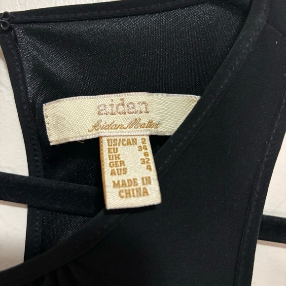 Aidan by Aidan Mattox Black Gold Sequins Sparkle Cocktail Mini Dress Size 2 - Picture 11 of 11